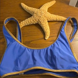 Aerie Blue and Gold Trim Bikini Top